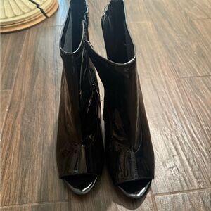 Torrid Black Patent Leather Peep Toe Booties